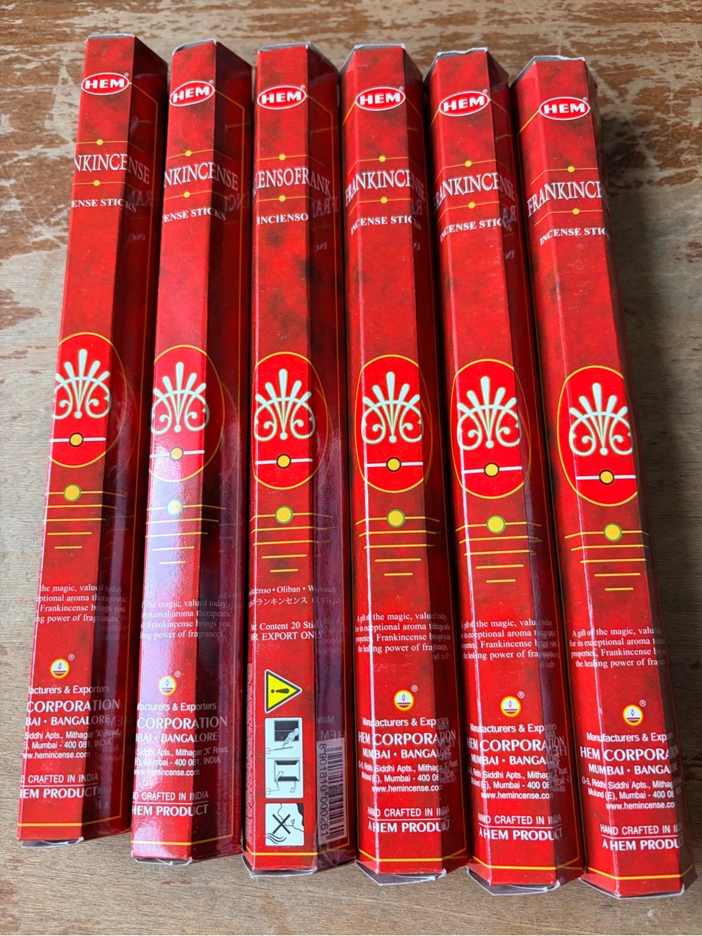 HEM Frankincense Incense Sticks Lot of 6 New Sealed 120 Sticks